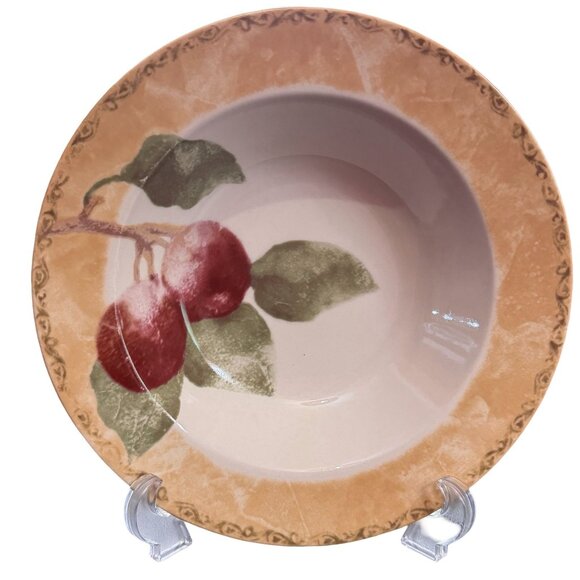 Cheri Blum 222 Fifth Cortland Rimmed Pasta Bowl 9" Round Stoneware Plums Tuscan* - Picture 5 of 5